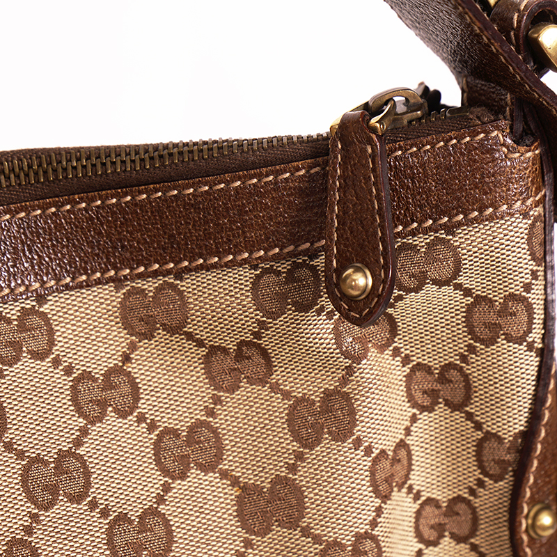 2005 VINTAGE GUCCI Brown GG Canvas Leather Pelham PRINT AD RUNWAY