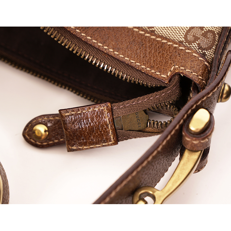 2005 VINTAGE GUCCI Brown GG Canvas Leather Pelham PRINT AD