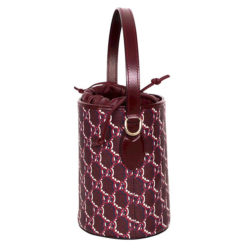 GUCCI GG柄 キャンバス 巾着バッグ レッド NEW $1,980 GUCCI Dark Red Rosso Ancora Coated Canvas GG SHADOW