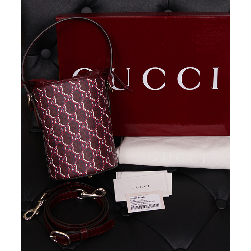 NEW $1,980 GUCCI Dark Red Rosso Ancora Coated Canvas GG  display picture 3