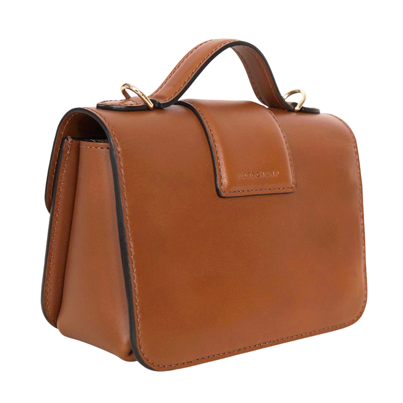 NEW $590 LONGCHAMP Cognac Leather Box-Trot XS HORSE LOGO Crossbody