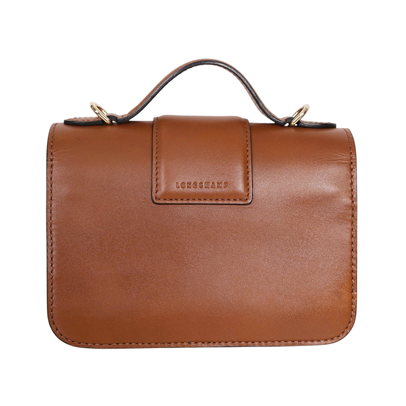 NEW $590 LONGCHAMP Cognac Leather Box-Trot XS HORSE LOGO Crossbody