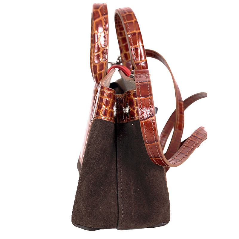 NEW $725 LONGCHAMP RUNWAY Croc Embossed Leather Cognac ROSEAU