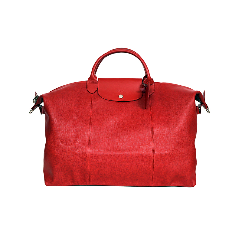 NEW $935 LONGCHAMP Red Leather Le Pliage XTRA LARGE TRAVEL