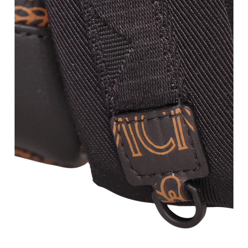 NEW $990 MCM Black Visetos Orange/Tan STARK MAXI LOGO Monogrammed