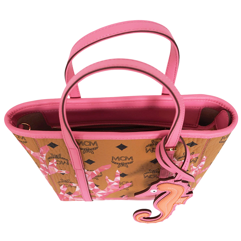 NEW $660 MCM Pink Ocean Coral LOGO Mountain Collection Crossbody