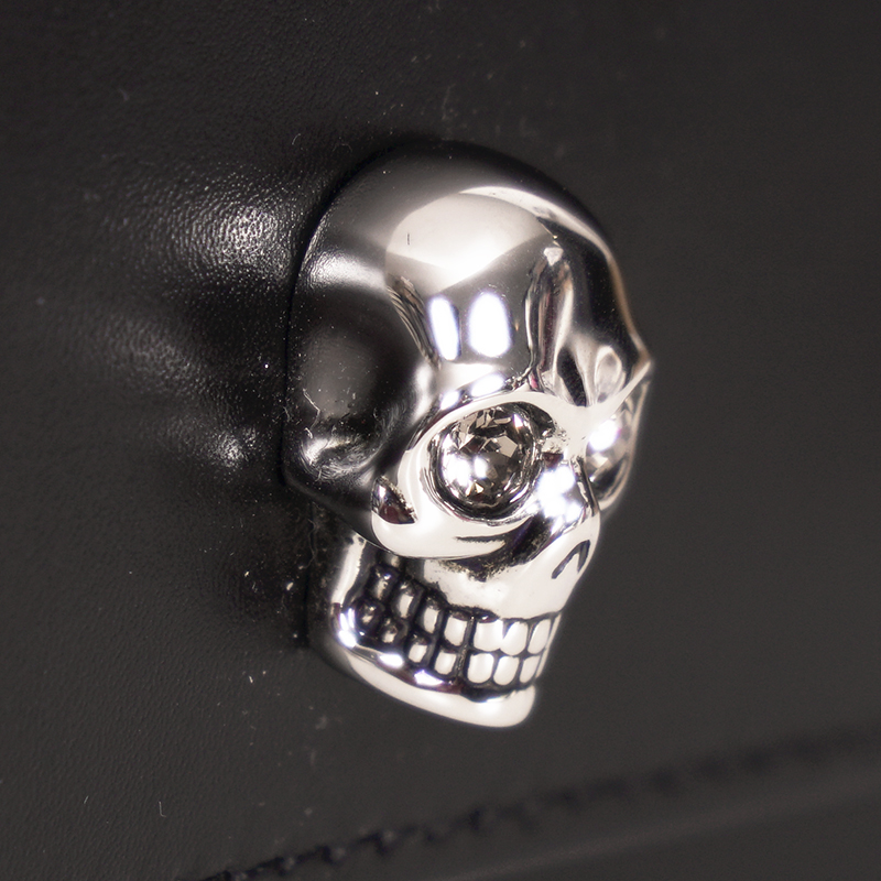 NEW $1,890 ALEXANDER MCQUEEN Black Leather Skull SPIKED BIKER