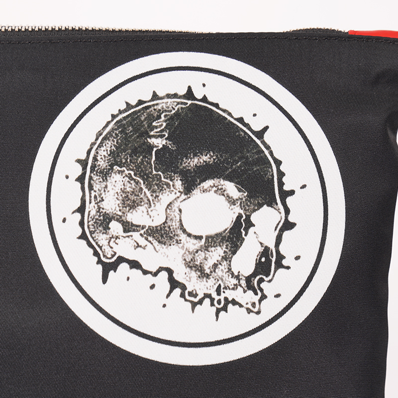 NEW $495 ALEXANDER MCQUEEN Black Nylon SKULL PATCH Pouch ZIP TOP