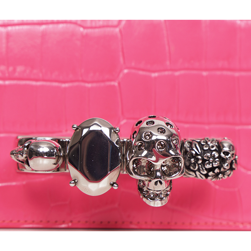 NEW $2,390 ALEXANDER MCQUEEN Pink JEWELED KNUCKLE SKULL NEW $2,390 ALEXANDER MCQUEEN Pink JEWELED KNUCKLE SKULL
