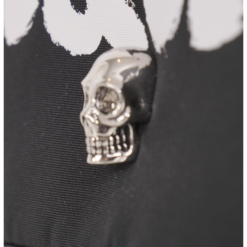 NEW $890 ALEXANDER MCQUEEN Black Nylon CRYSTAL SKULL WHITE