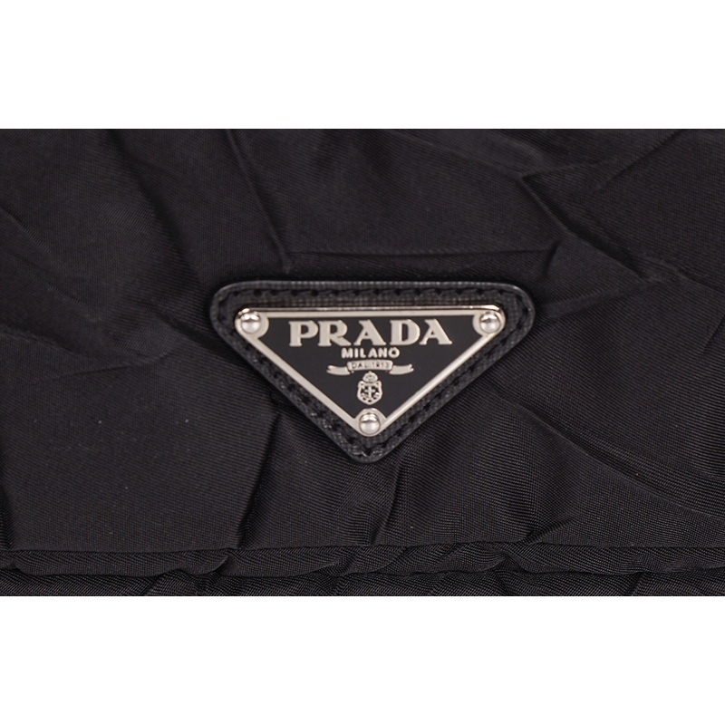 VINTAGE 2010 PRADA Black PADDED QUILTED Logo Nylon Vertical TECH