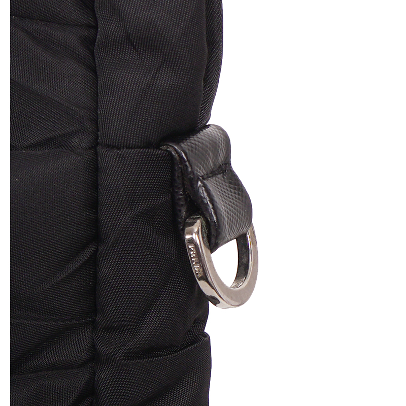 VINTAGE 2010 PRADA Black PADDED QUILTED Logo Nylon Vertical TECH