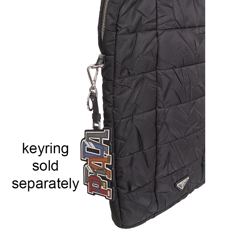VINTAGE 2010 PRADA Black PADDED QUILTED Logo Nylon Vertical TECH