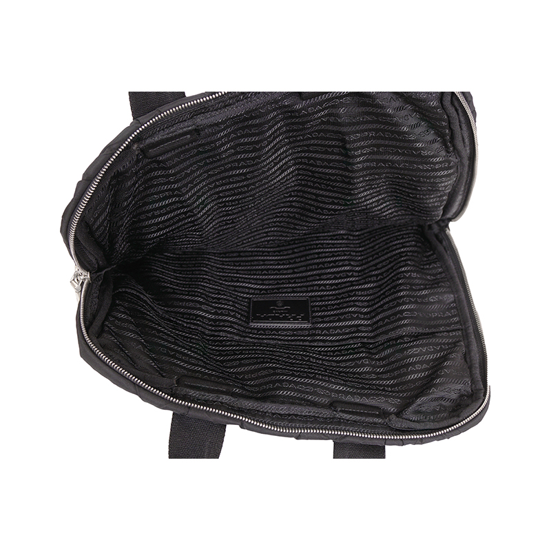 VINTAGE 2010 PRADA Black PADDED QUILTED Logo Nylon Vertical TECH