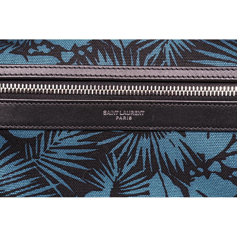 NEW $1150 SAINT LAURENT Turquoise TROPICAL PALM FLORAL Canvas CITY