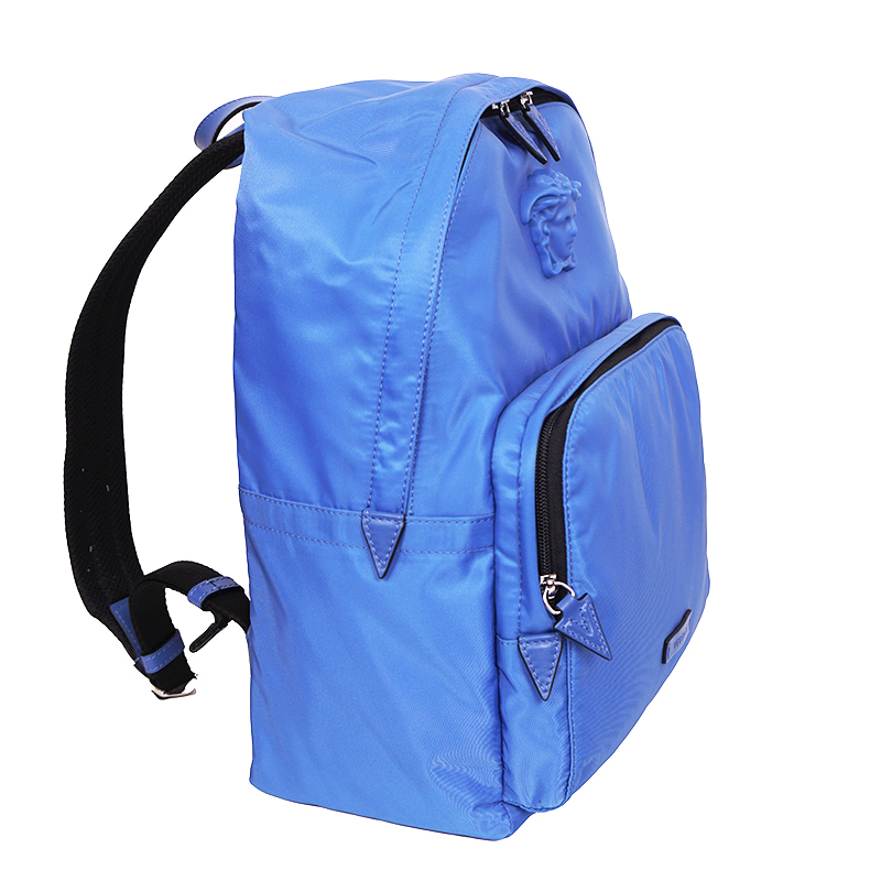 NEW $1,250 VERSACE Blue Nylon LA MEDUSA LOGO Travel Bag BACKPACK
