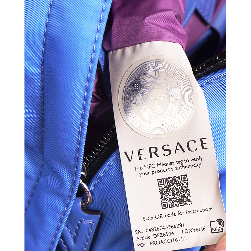 NEW $1,250 VERSACE Blue Nylon LA MEDUSA LOGO Travel Bag  display picture 1