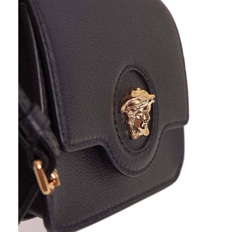 NEW $1575 VERSACE Black Leather GOLD LA MEDUSA LOGO NEW $1575 VERSACE Black Leather GOLD LA MEDUSA LOGO