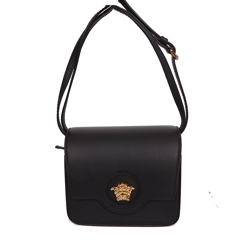 NEW $1575 VERSACE Black Leather GOLD LA MEDUSA LOGO NEW $1575 VERSACE Black Leather GOLD LA MEDUSA LOGO
