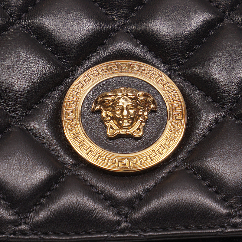 Versace Black Quilted Leather Backpack with Gold Medallion Versace Medusa Quilted Leather Backpack | ShopSimon main image 2
