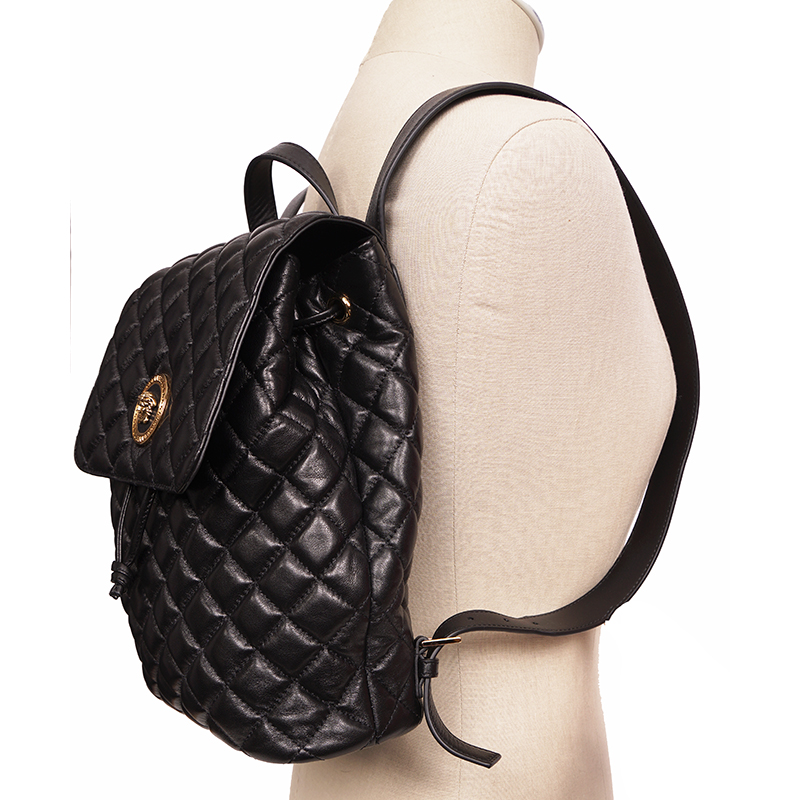 NEW $1,700 VERSACE Black Leather GOLD MEDUSA LOGO Quilted  display picture 1