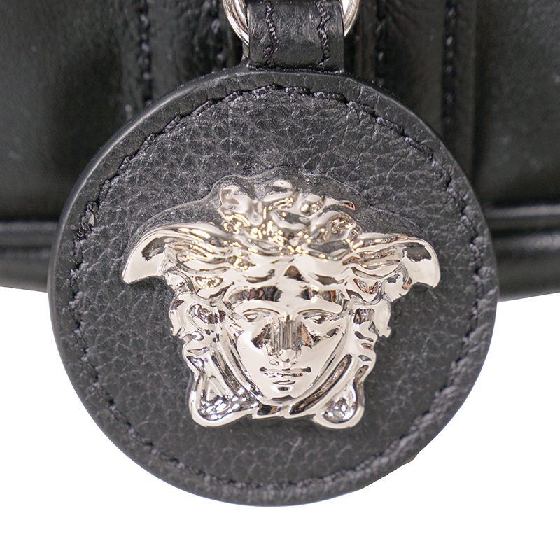 NEW VERSACE $1995 Black Leather RUNWAY REPEAT HOBO Small BAG