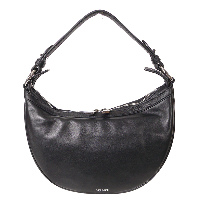 NEW VERSACE $1995 Black Leather RUNWAY REPEAT HOBO Small BAG