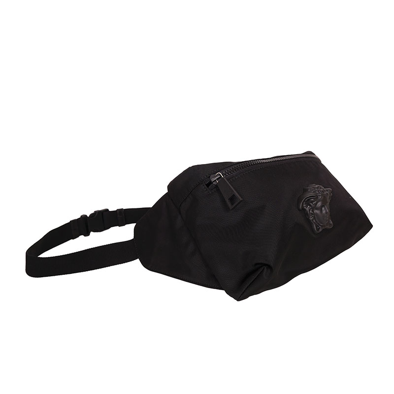 NEW $900 VERSACE Men's Black Nylon LA MEDUSA LOGO Sling Belt