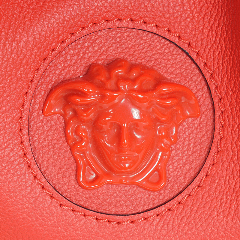 NEW $2325 VERSACE Red Leather LA MEDUSA Drawstring Bucket