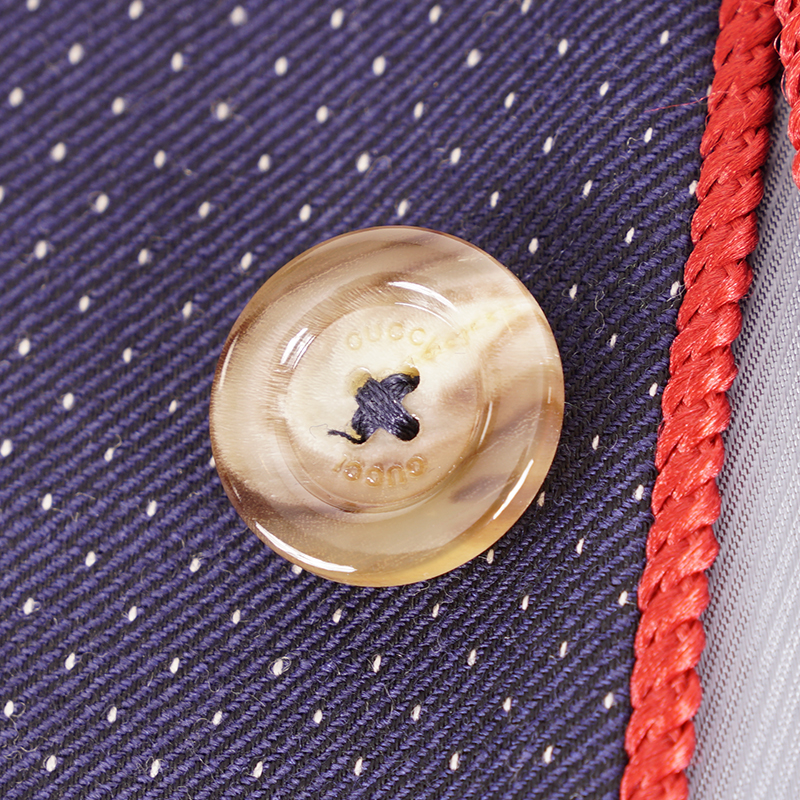 sz 50 NEW $2500 GUCCI Men's Blue WOOL Dots FELINE CAT EMBROIDERY