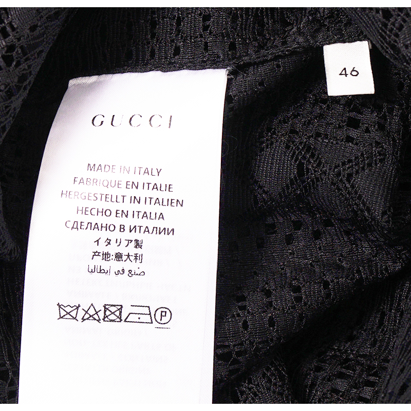 46 NEW $1195 GUCCI Black SHEER LACE Button Front Long Sleeve