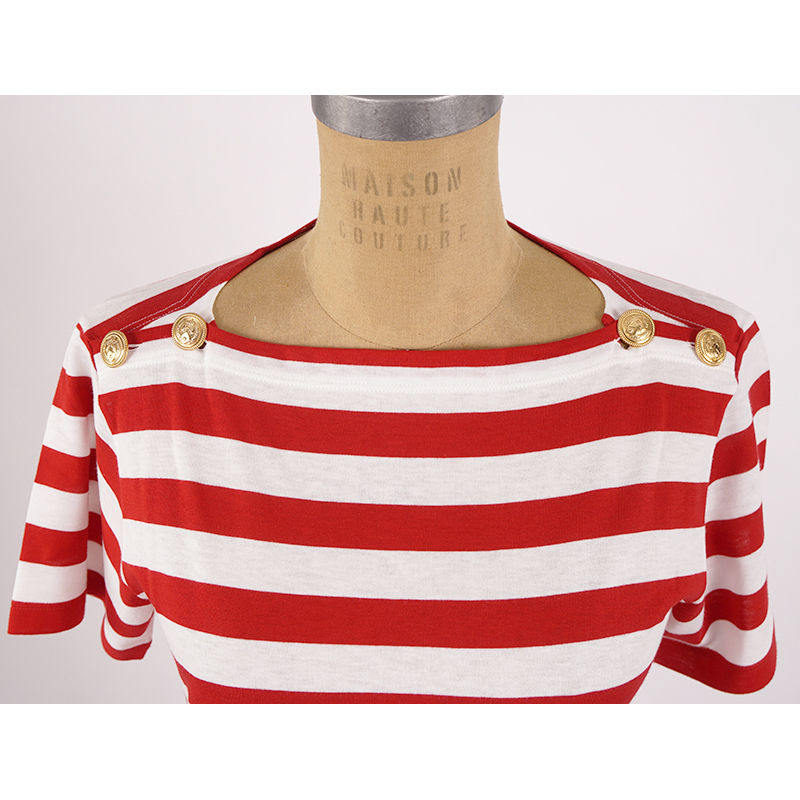 XS NEW $1,100 GUCCI Red White Striped POUR LA COTE D'AZUR