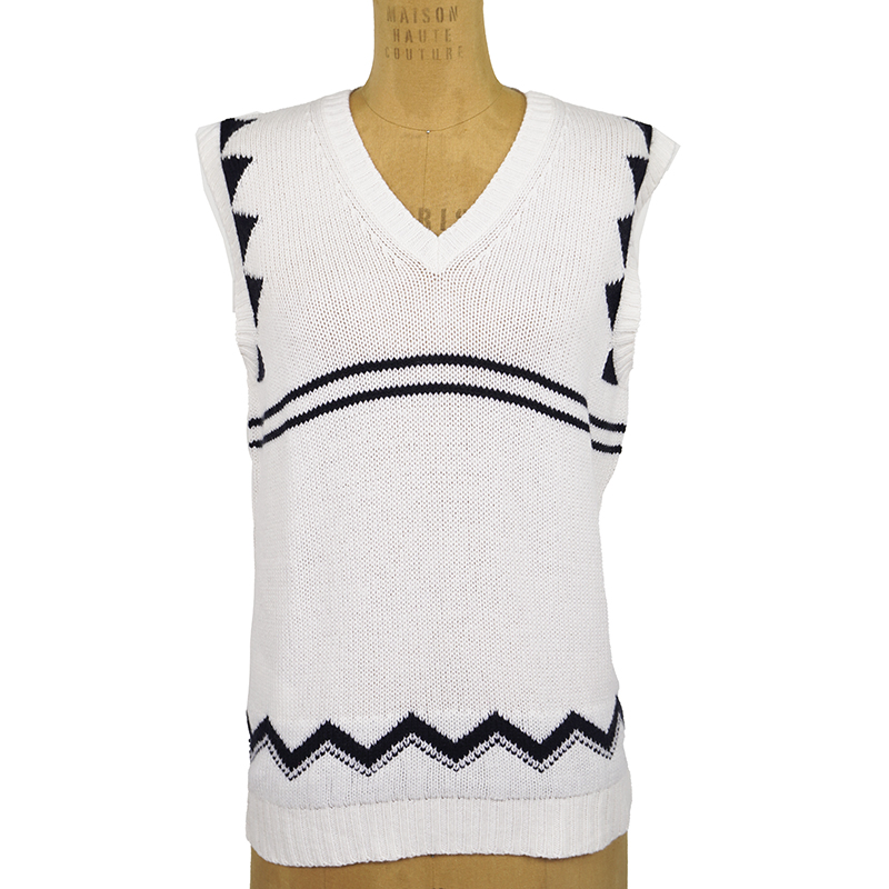 40 NEW $1,690 PRADA White & Black 100% CASHMERE Modern Sleeveless