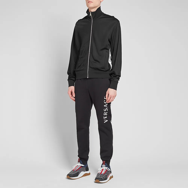 XXL NEW $1295 VERSACE Men Black MEDUSA HEAD LOGO SIDE STRIPE Track