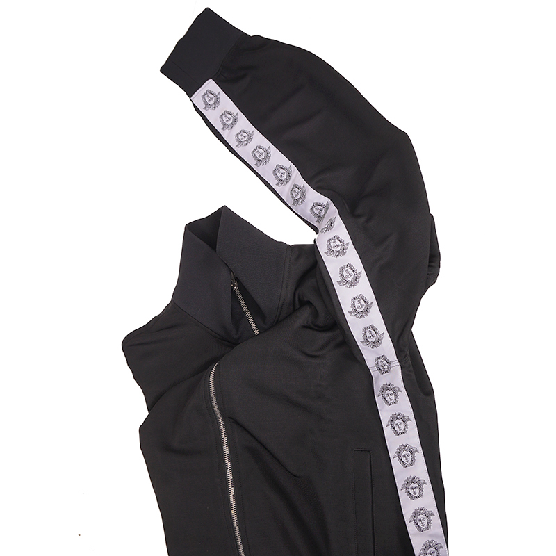 XXL NEW $1295 VERSACE Men Black MEDUSA HEAD LOGO SIDE STRIPE Track