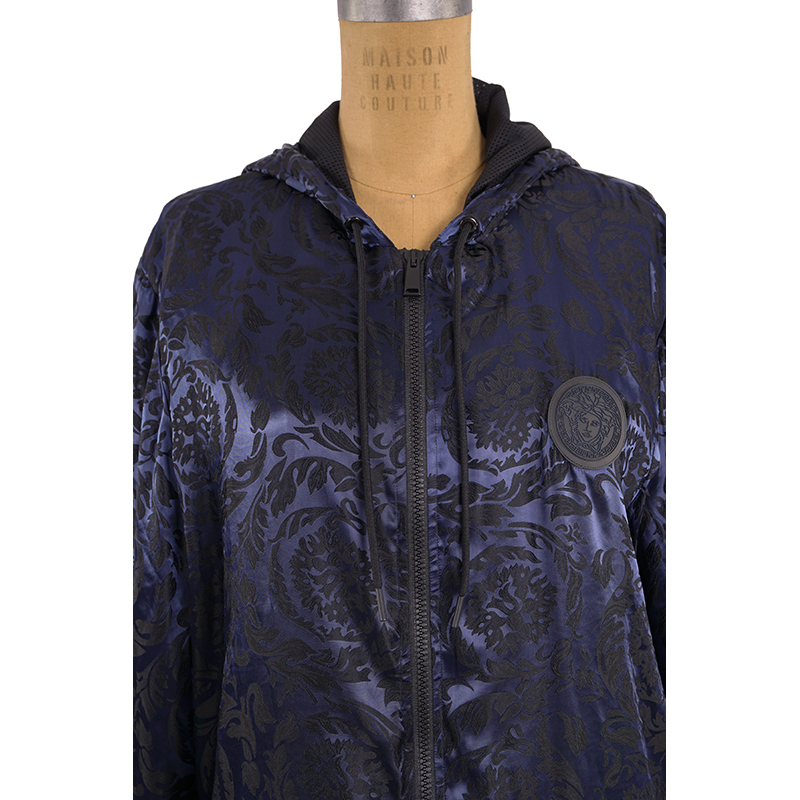 50 US L NEW $1,395 VERSACE Beachwear Blue BAROCCO JACQUARD