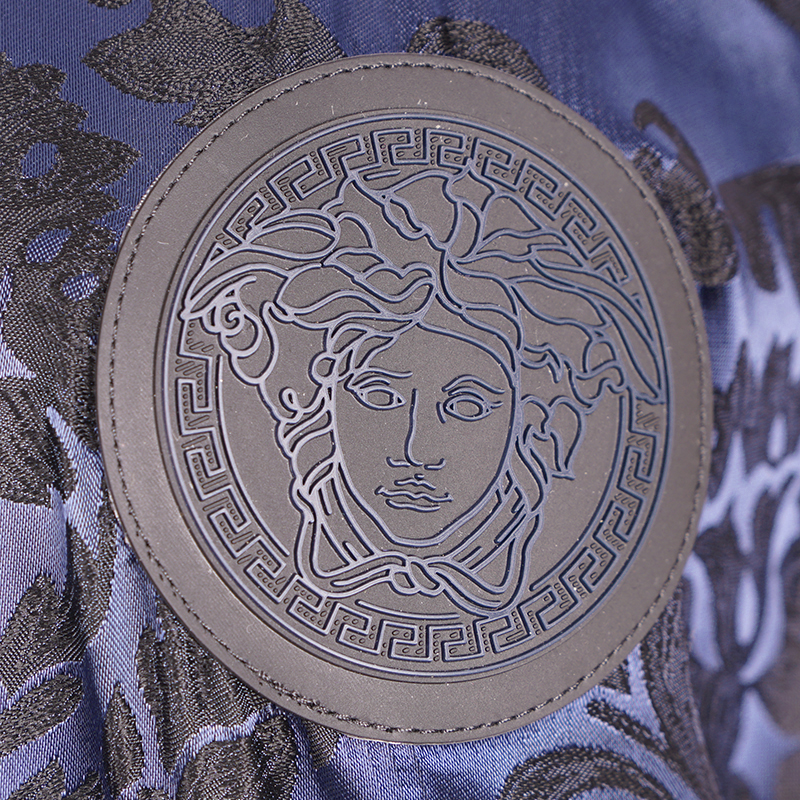50 US L NEW $1,395 VERSACE Beachwear Blue BAROCCO JACQUARD