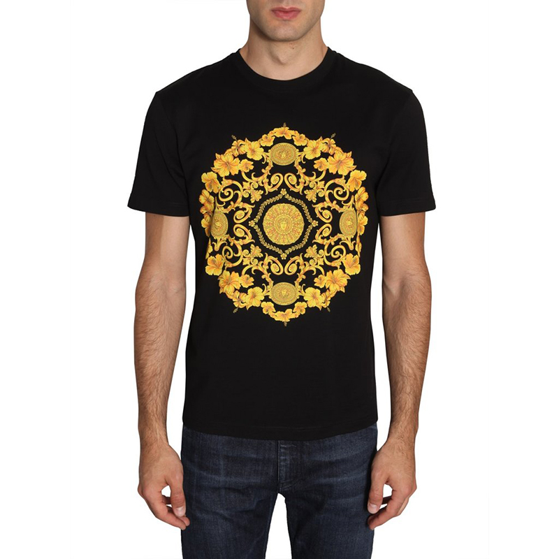 sz S NEW $650 VERSACE Mens Black BAROQUE MEDUSA Emblem GRAPHIC
