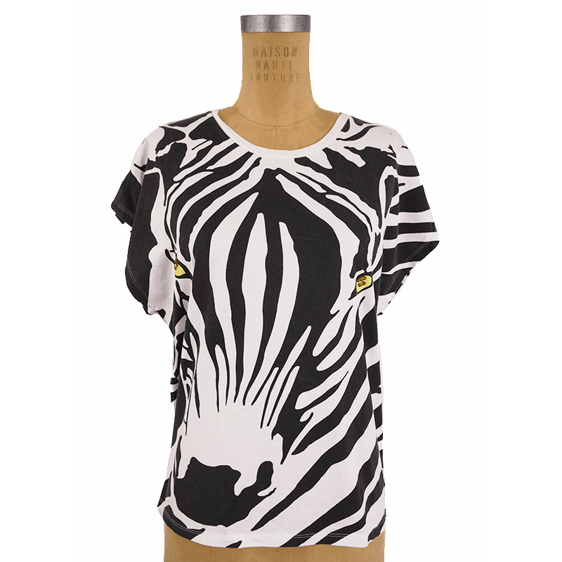 sz XS NEW $850 SAINT LAURENT White BLACK ZEBRA FACE & PRINT Cotton