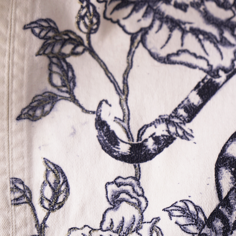 sz M VINTAGE ROBERTO CAVALLI 2003 TATTOO TIGER Floral FLAME HEART