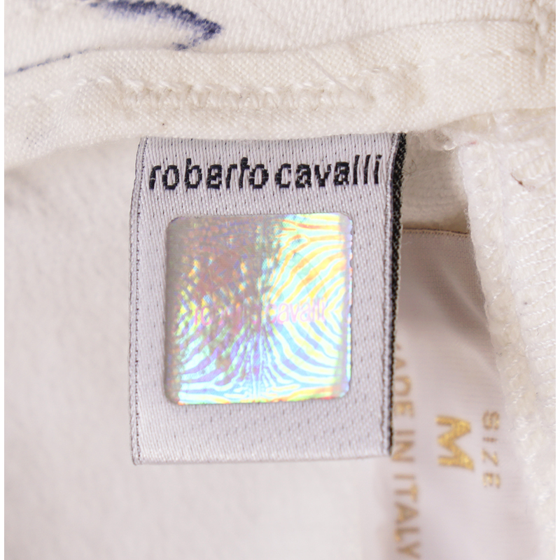 sz M VINTAGE ROBERTO CAVALLI 2003 TATTOO TIGER Floral FLAME HEART