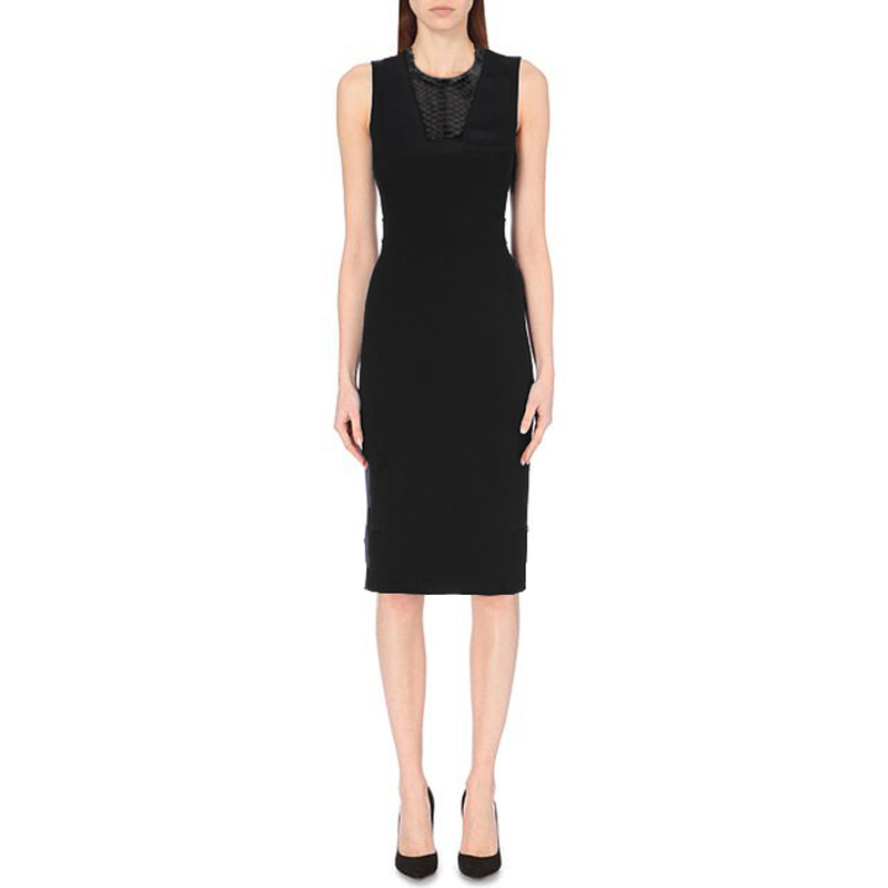 SZ M NEW $2100 GUCCI Black 100% WOOL KNIT PYTHON Snakeskin Trim FITTED DRESS  NWT | eBay