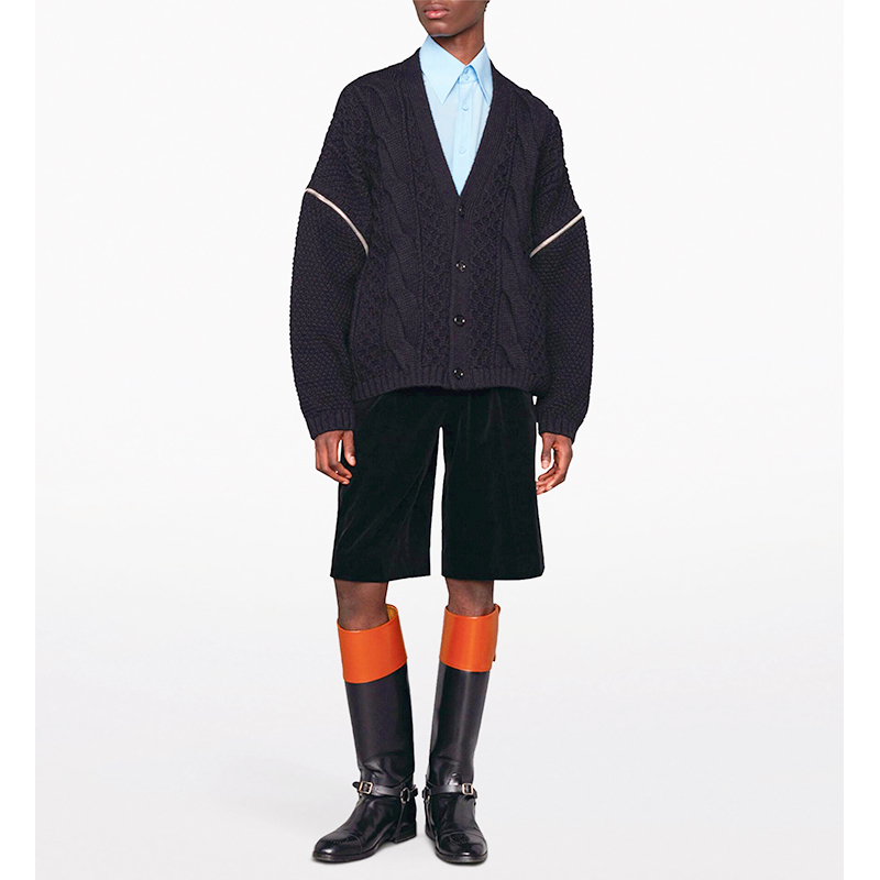 XS NEW $1900 GUCCI Men Chunky Cable Knit REMOVABLE SLEEVES Wool