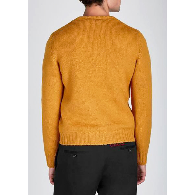 M NEW $980 GUCCI Men Mustard Yellow Wool Knit GAME GG LOGO PATCH V