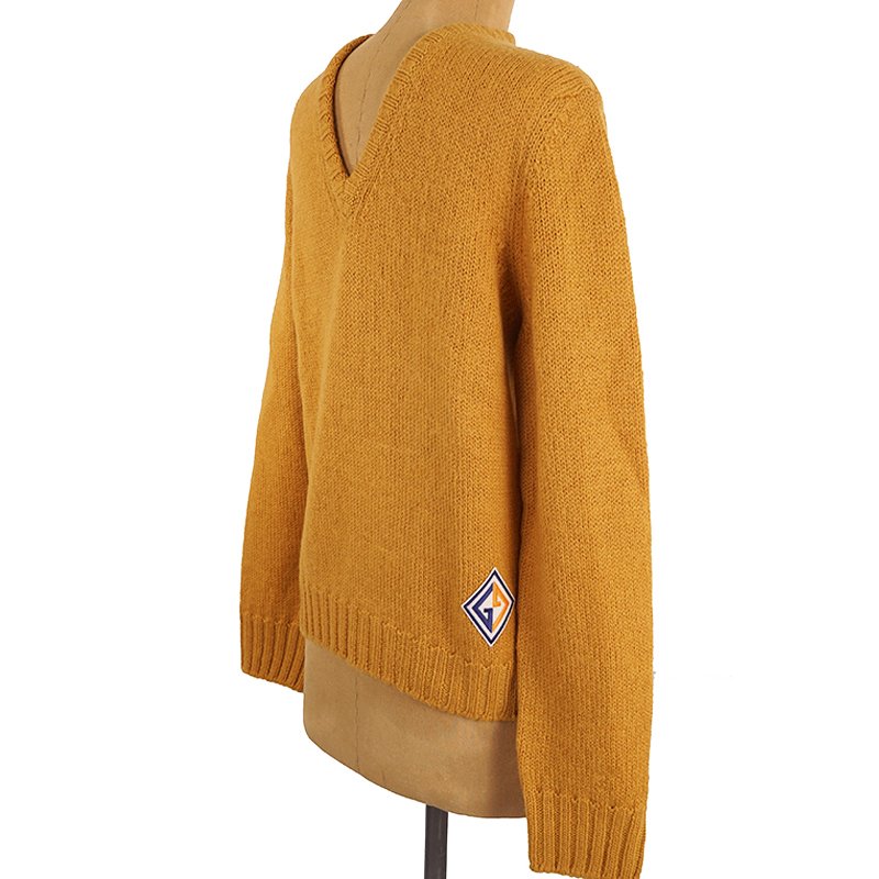 M NEW $980 GUCCI Men Mustard Yellow Wool Knit GAME GG LOGO PATCH V