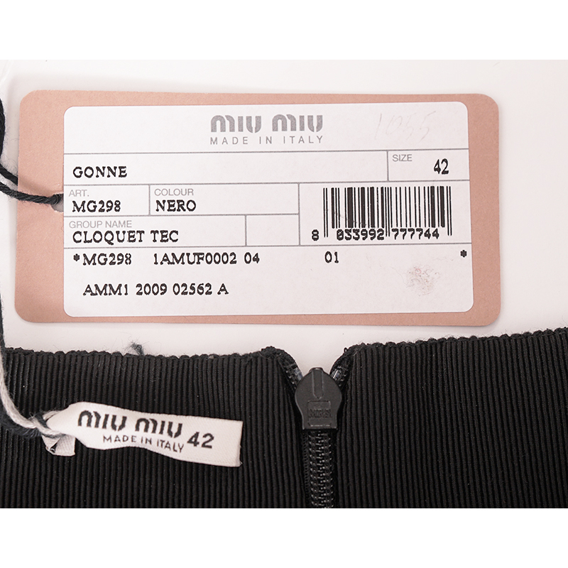 SZ 42 NEW $1190 MIU MIU RUNWAY VINTAGE 2009 Black Silk Textured
