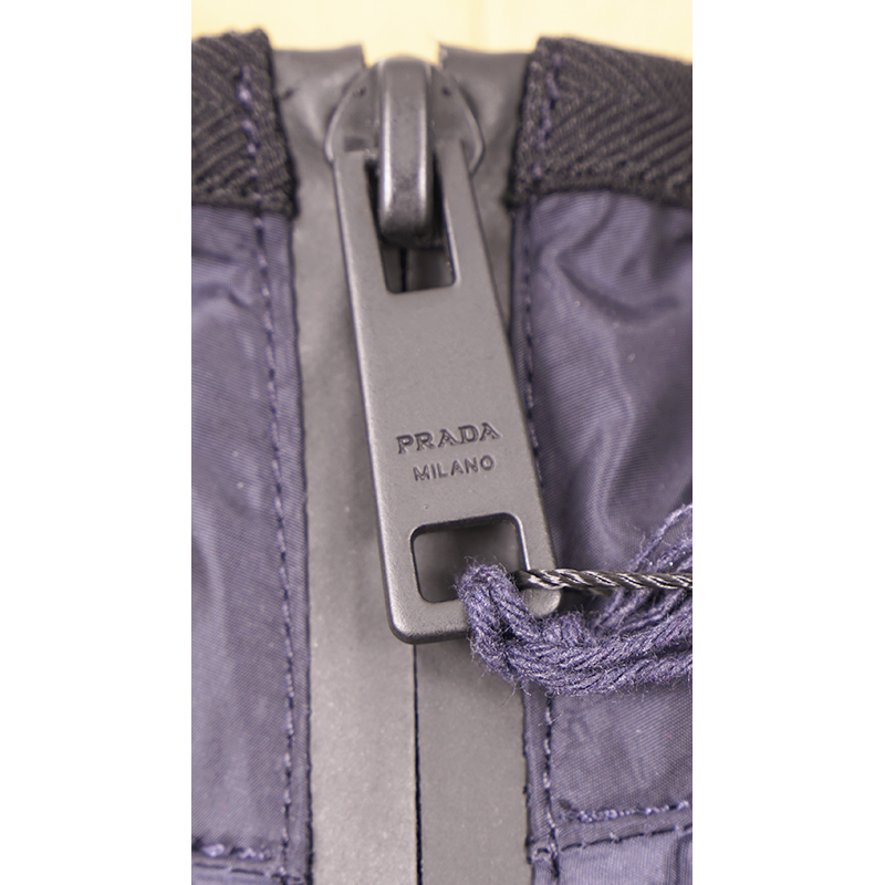 sz L NEW $2280 PRADA Men LINE A RED LOGO Blue Cotton & NYLON Zip
