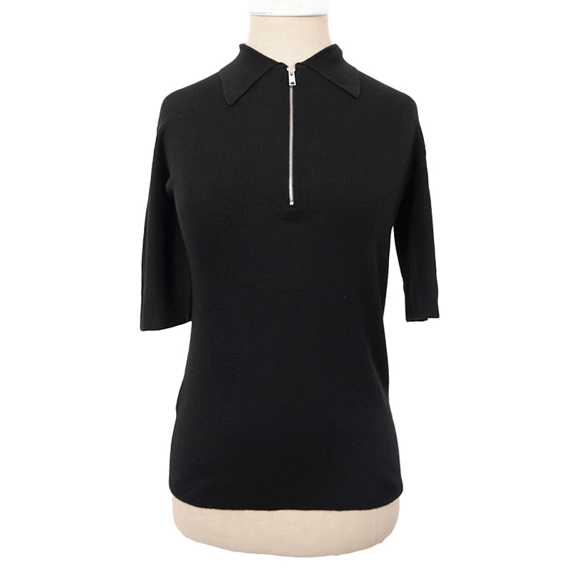 40 NEW $1,880 PRADA Woman's Black CASHMERE & SILK Fine Knit LOGO