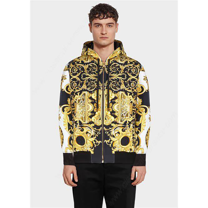 sz XS NEW $1925 VERSACE TRIBUTE COLLECTION Mens Black GOLD BAROQUE ...