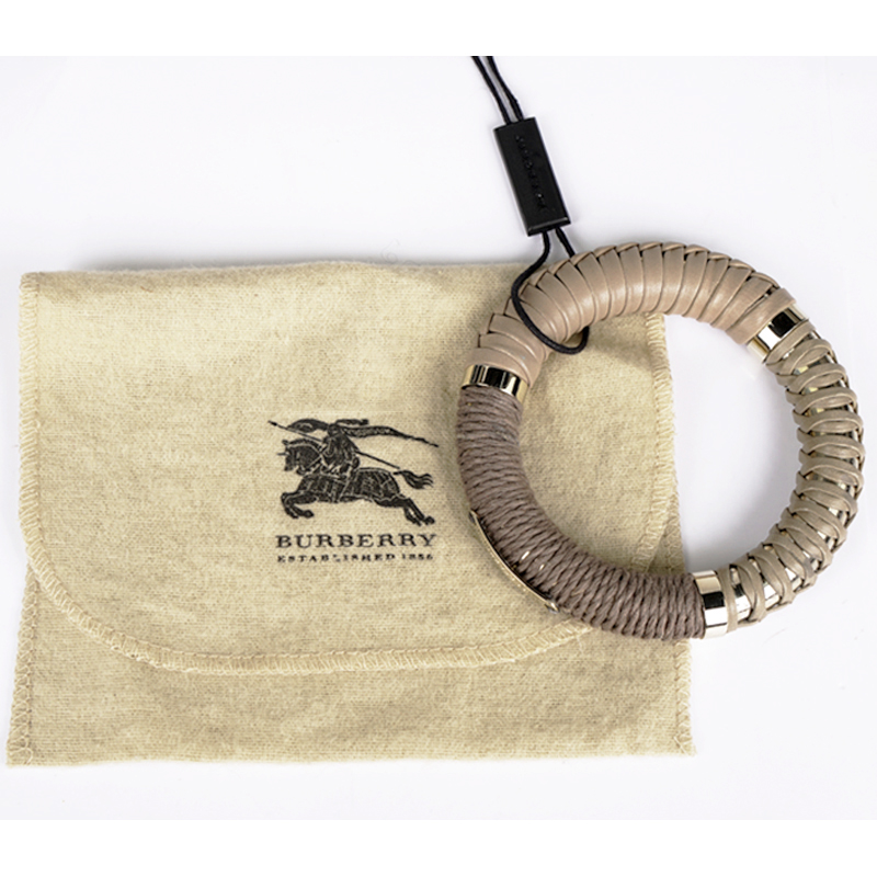 NEW $425 BURBERRY PRORSUM Beige LEATHER Twine Gold Tone Arthill